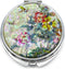 MADDesign Mother of Pearl Compact Makeup Mirror, Folding Magnify, Butterfly Flowers, Pink Yellow