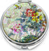MADDesign Mother of Pearl Compact Makeup Mirror, Folding Magnify, Butterfly Flowers, Pink Yellow