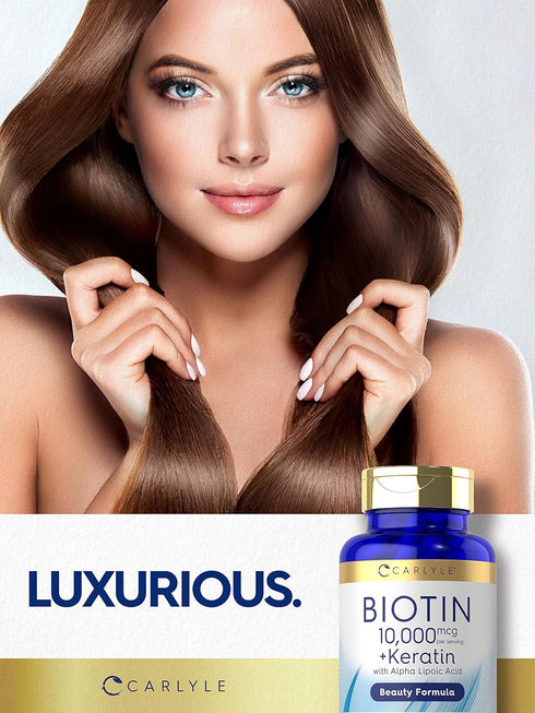 Carlyle Biotin 10000mcg | 150 Capsules | Non-GMO, Gluten Free Beauty Formula with Keratin