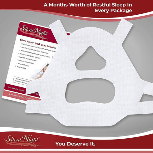 Silent Night Minimal Contact CPAP Mask Liners, Reduce Noisy Air Leaks, One Size Fits Most