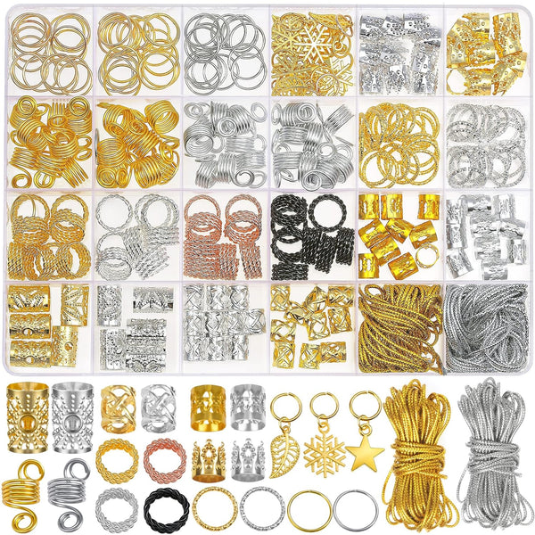 Jollidecor 259PCS Hair Jewelry Accessories for Women, Braids and Dreadlock Adornments with Gold Beads