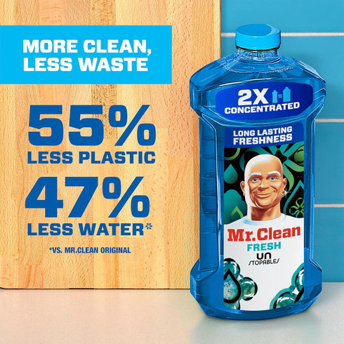 Mr. Clean 2X Concentrated Multi Surface Cleaner with Unstopables Fresh Scent, 41 fl oz