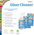 Natural Glass Cleaner Spray for Home, Office & Garage, Removes Dirt & Debris, Includes 1 Refillable Bottle & 2 Refills