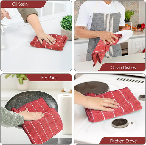 Utopia Towels - Microfiber Kitchen Towels, 12 x 12 Inches, Super Absorbent, Soft, Lint Free Dish Towels (8 Pack, Red)