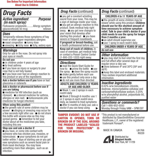 HealthA2Z 24 Relief,120 0.54 oz Fluticasone Propionate Nasal Sprays, Hour Allergy Sprays, fl