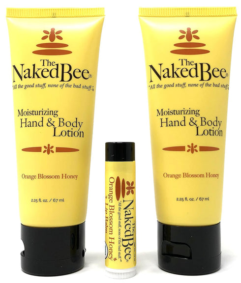The Naked Bee Orange Blossom Honey Lotion and Lip Balm Set - Natural Skin Care Products for Hydrating and Moisturizing
