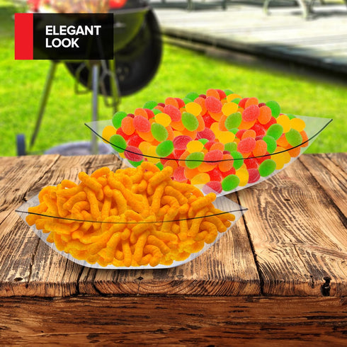 64oz Clear Plastic Serving Bowls (4 Pack), Large Disposable Candy Dishes, Square Buffet Containers for Snacks, Salad Bar