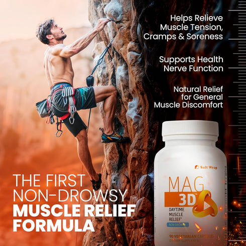 SaltWrap Mag 3D – Daytime (Non-Drowsy) Muscle Relief Support Supplement for Muscle and Nerve Health with Turmeric
