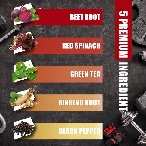 Beet Root, Green Tea, Red Spinach, Ginseng, Black Pepper - 150 Capsules for Digestive Support