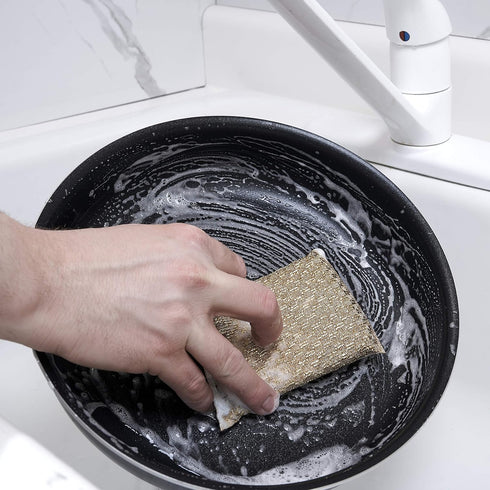 Superio Gold and Silver Kitchen Sponge Scrubber, Heavy Duty Non-Scratch, Kosher, Pack of 12 for Sink and Dish Washing
