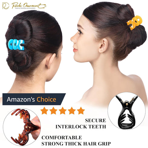 RC ROCHE ORNAMENT 12 Pcs Womens Hair Fang Claw Clip, Small Black, Strong Hold, No Slip Grip, Durable Beauty Accessory