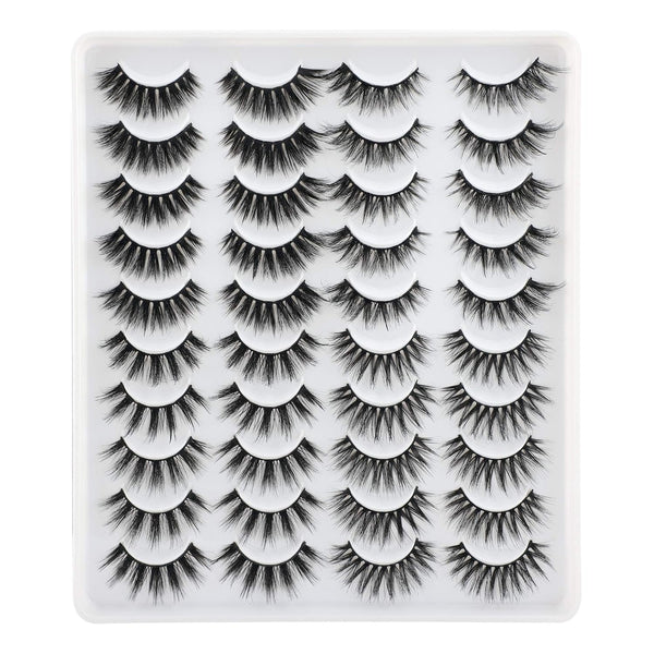 Lanflower 20 Pairs False Eyelashes, 4 Styles Fluffy Long Dramatic Lashes Pack, Wholesale Bulk Faux Mink Lashes