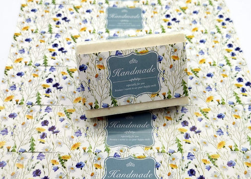 Wrap Paper Tape for Homemade Soap Bar, Handmade Products 20pcs (Horizontal - Daisy)