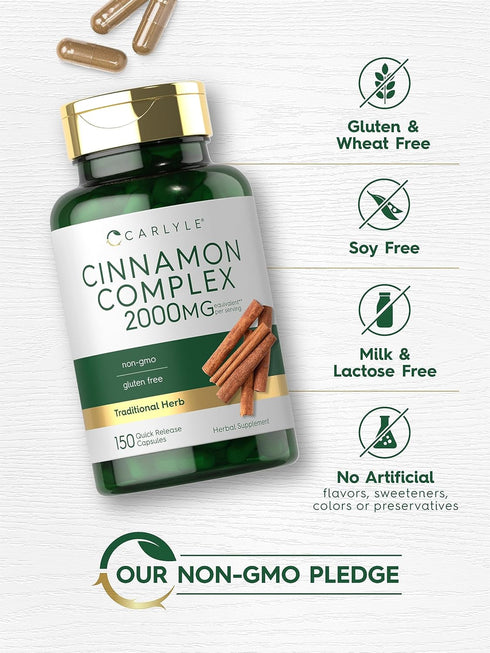 Carlyle Ceylon Cinnamon Complex with Gymnema and Mulberry | 150 Capsules - Non-GMO, Gluten Free Supplement