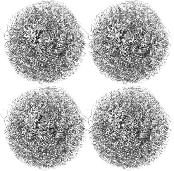 4pcs Wire Ball Pot Brush, Stainless Steel, Reusable Cleaning Brush for Kitchen Pots and Bowls