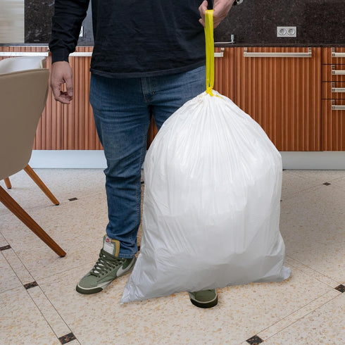 13 Gallon Heavy Duty Trash Bags, 100 Count, White Unscented Tall Drawstring Kitchen Garbage Bags