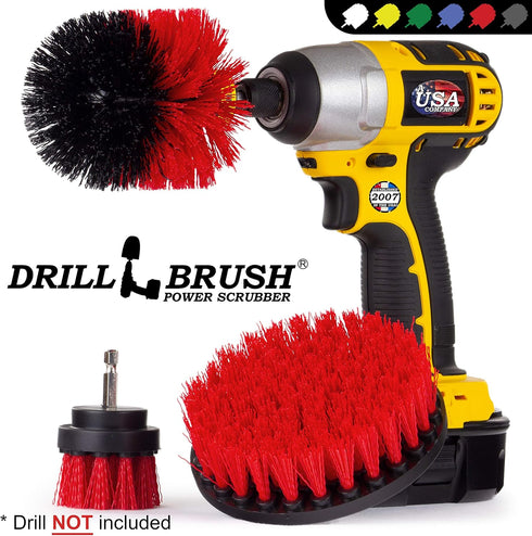 Outdoor Cleaning Supplies - Stiff Bristle Scrubber Kit, Fountain, Concrete, Stone, Brick, Patio, Deck Brushes