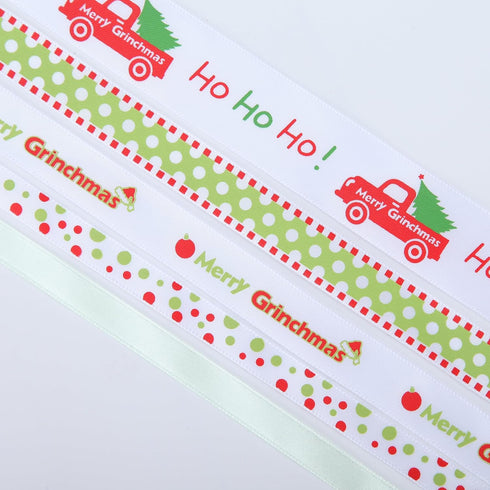 Red Green Ribbon, 10 Rolls Total 50 Yards for Christmas Craft, Gift Wrapping, and DIY Decoration