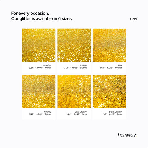 Hemway Premium Ultra Sparkle Glitter, Gold Microfine Metallic Flake for Arts Crafts, 100g