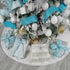 HUIHUANG Blue Ribbon for Christmas Tree, 2-1/2" x 6 Rolls, Blue and Silver Wired for Home Decor