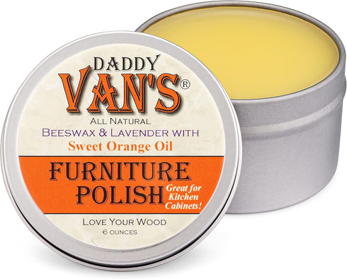 Daddy Van's Beeswax Furniture Polish, Natural Wood Polish with Lavender & Sweet Orange Oil, 6 oz
