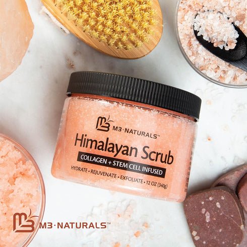 Himalayan Salt Scrub Face Foot & Body Exfoliator, Natural Exfoliating Salt Scrub with Collagen for Skin Care