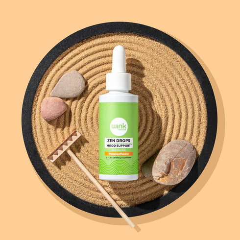 Wink Well Zen Drops Supplements, Mood Support for Adults and Kids, Non-Habit Forming (2 fl oz, Chocolate Flavor)