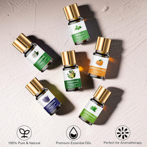 KOURUILIFE Set 20 10 ml, 100% Essential Oils for Diffuser, Aromatherapy Oils * Organic Fragrance Oil Kit