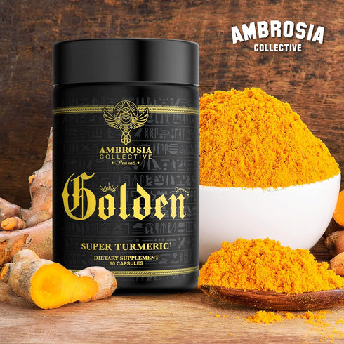 Ambrosia Golden Super Turmeric - Bioavailable Curcumin for Gut & Brain Health, 765mg Active Curcuminoids