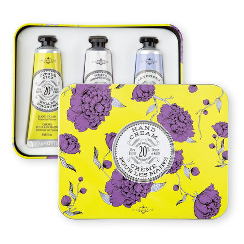 La Chatelaine Hand Cream Gift Set for Women, Travel Size, 20% Organic Shea Butter (Citrus Fizz, White Grapefruit,