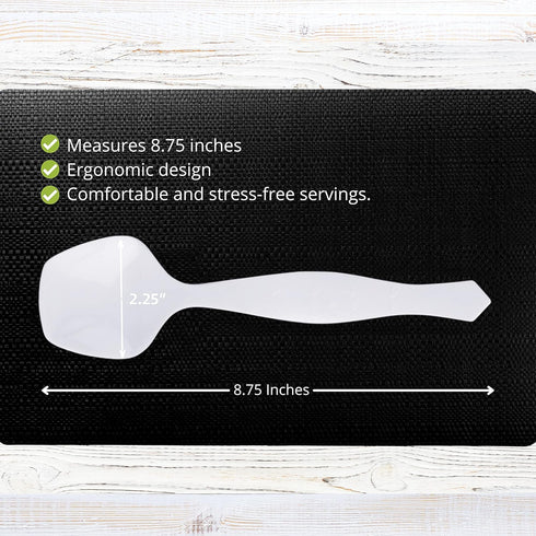 PARTY BARGAINS 8.75" Disposable White Plastic Serving Spoons, 12 Pack, Heavy Duty Kitchenware Serving Spoon Utensil for Wedding, Catering Services, Buffet, Birthday Parties