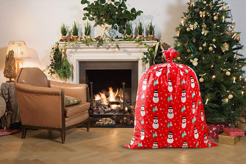 Giant Christmas Red Snowman Plastic Gift Bag (36"x44") - Jumbo Celebration Bag for Large Gifts - 1 PC