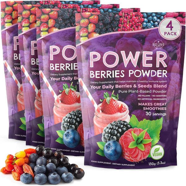 NGU Next Gen U Super Berry Powder - 4 Pack, 150g Each - Immune Support -