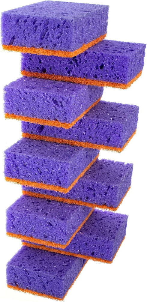 Okleen Purple and Orange Multi Use Scrub Sponges. Made in Europe. 9 Pack,
