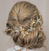 Kercisbeauty Gold Flower Leaf Vintage Headband Rhinestones Pearl Hair Vine Bridal Tiara Rustic Wedding Headpiece for Brides Women Dancing Ball Handmade Jewelry