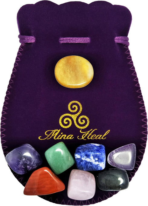Chakra Stones Healing Crystals Set of 8 for Crystal Healing Meditation, Reiki, Worry Stones, and Palm Stones