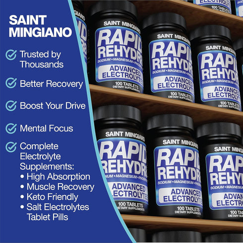 Rapid Rehydr8 Electrolyte Supplements, 100 Capsules, Aid in The Prevention of Cramping and Supports Muscle Endurance