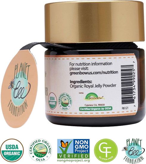 Greenbow Royal Jelly Powder – 100% USDA Certified Organic, Non-GMO, Gluten Free, Freeze Dried – 17g