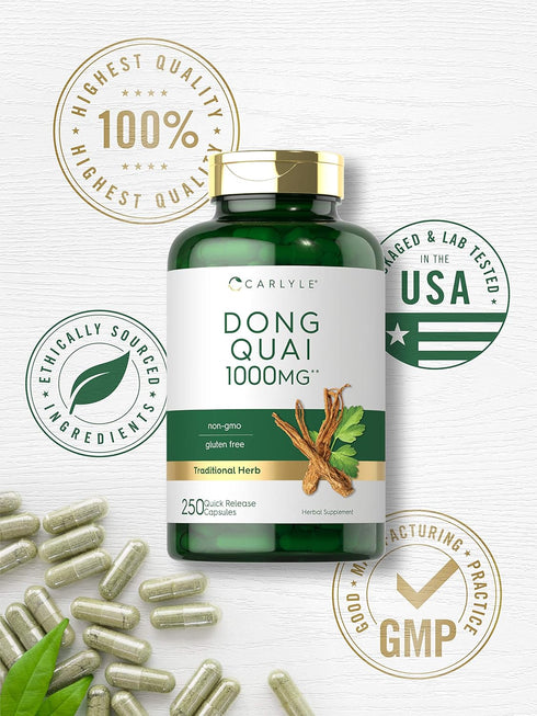 Carlyle Dong Quai Capsules | 1000mg | 250 Count | Non-GMO, Gluten Free Traditional Herb Supplement