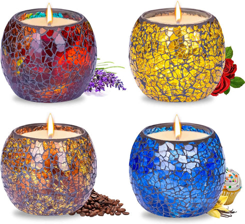 Mosaic Glass Scented Candles, Stress Relief Aromatherapy Candle for Home Scented, Vanilla