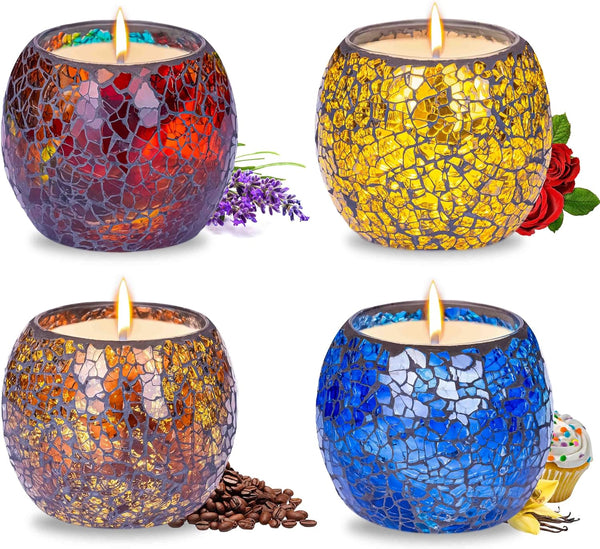 Mosaic Glass Scented Candles, Stress Relief Aromatherapy Candle for Home Scented, Vanilla