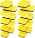 Yellow Multi Use Scrub Sponge, Large Pack of 18, 4.3x2.8x1.4 inches, Black Heavy Duty & White Non Scratch Fiber,