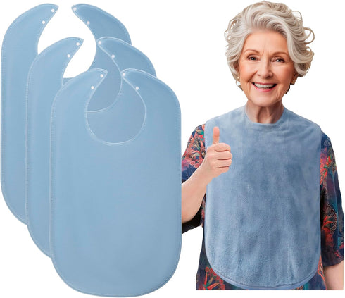 RAXIFU 3 Pack Adult Bibs for Men or Women,Large Towel Bibs for Senior,Washable