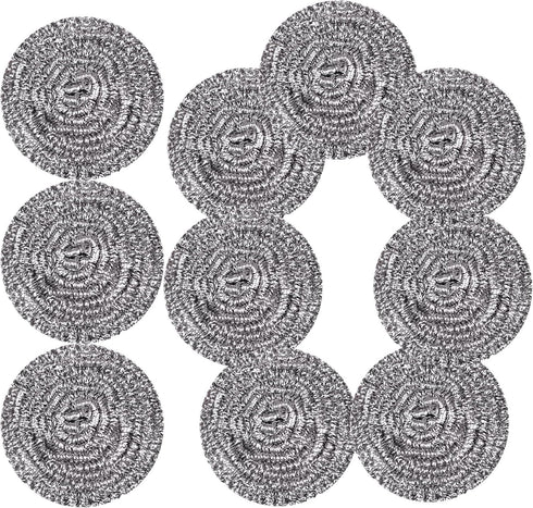 Stainless Steel Scrubber Scrubbing Pad, Magic Eraser Sponges for Clean Pot Pan and Broiler Rack, 10Pcs