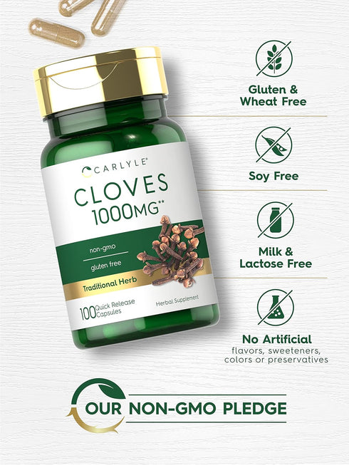 Carlyle Cloves Supplement | 1000mg | 100 Capsules - Non-GMO, Gluten Free