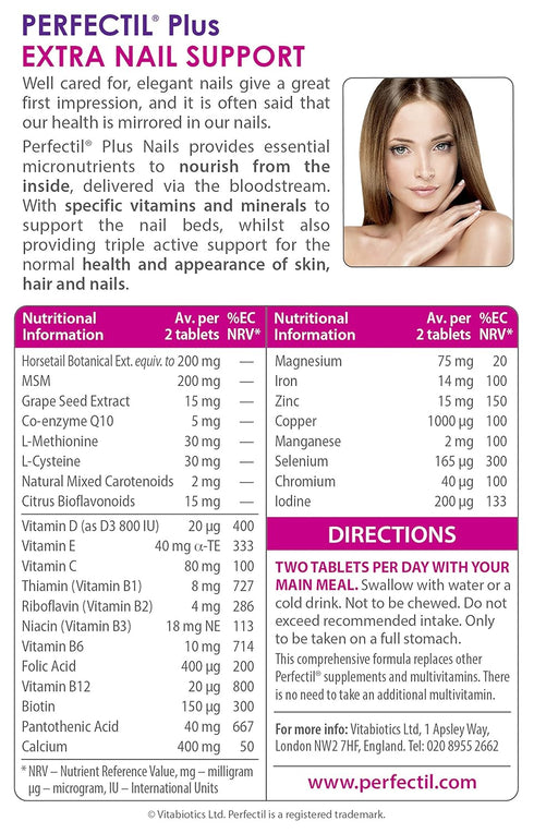 Vitabiotics Perfectil Plus Nails - Extra Support, 60 Tablets for Healthy Nails