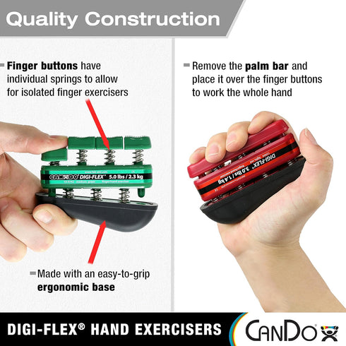 CanDo Digi-Flex Hand and Finger Exerciser, Black-X-Heavy, for Dexterity and Strength