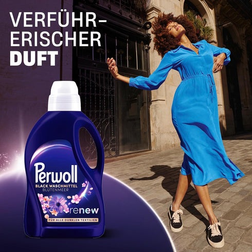 Perwoll (1x 27 Renew Sea of Flowers Detergent Wash Loads), Mild Deetergent Gently Cleanses and Renews Dark Colors