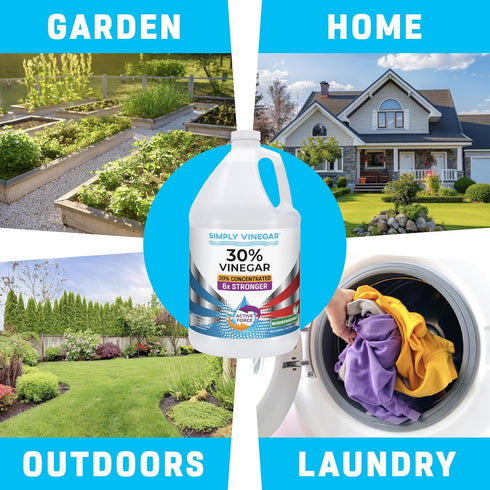 Simply Vinegar 30% 128 oz (2) Vinegar Pure Concentrated Active-Force Vinegar for Cleaning, Home, and Garden