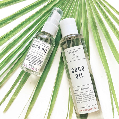 Organic To Green Coco Oil, Liquid Coconut Oil Infused with Essential Oils, Makeup Remover, Cleansing Oil, Moisturizer